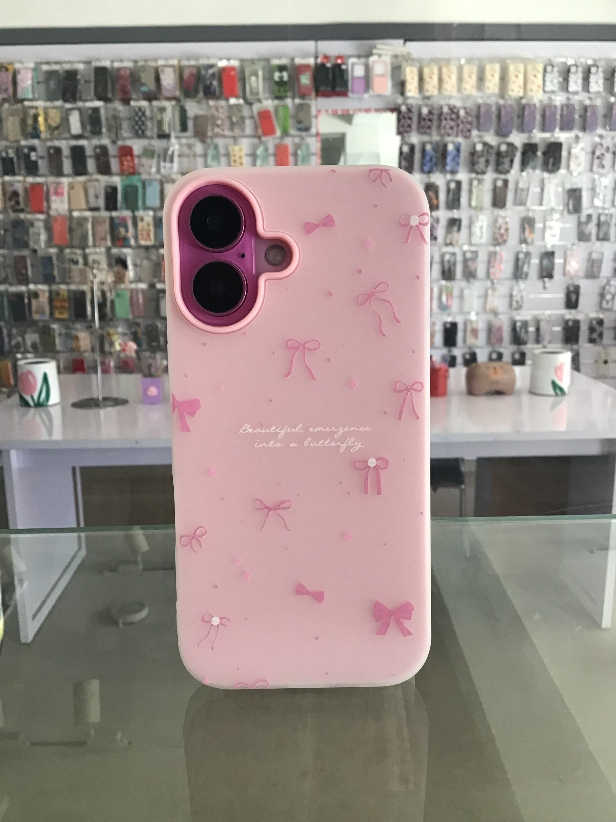 Pink Butterfly Bow Case