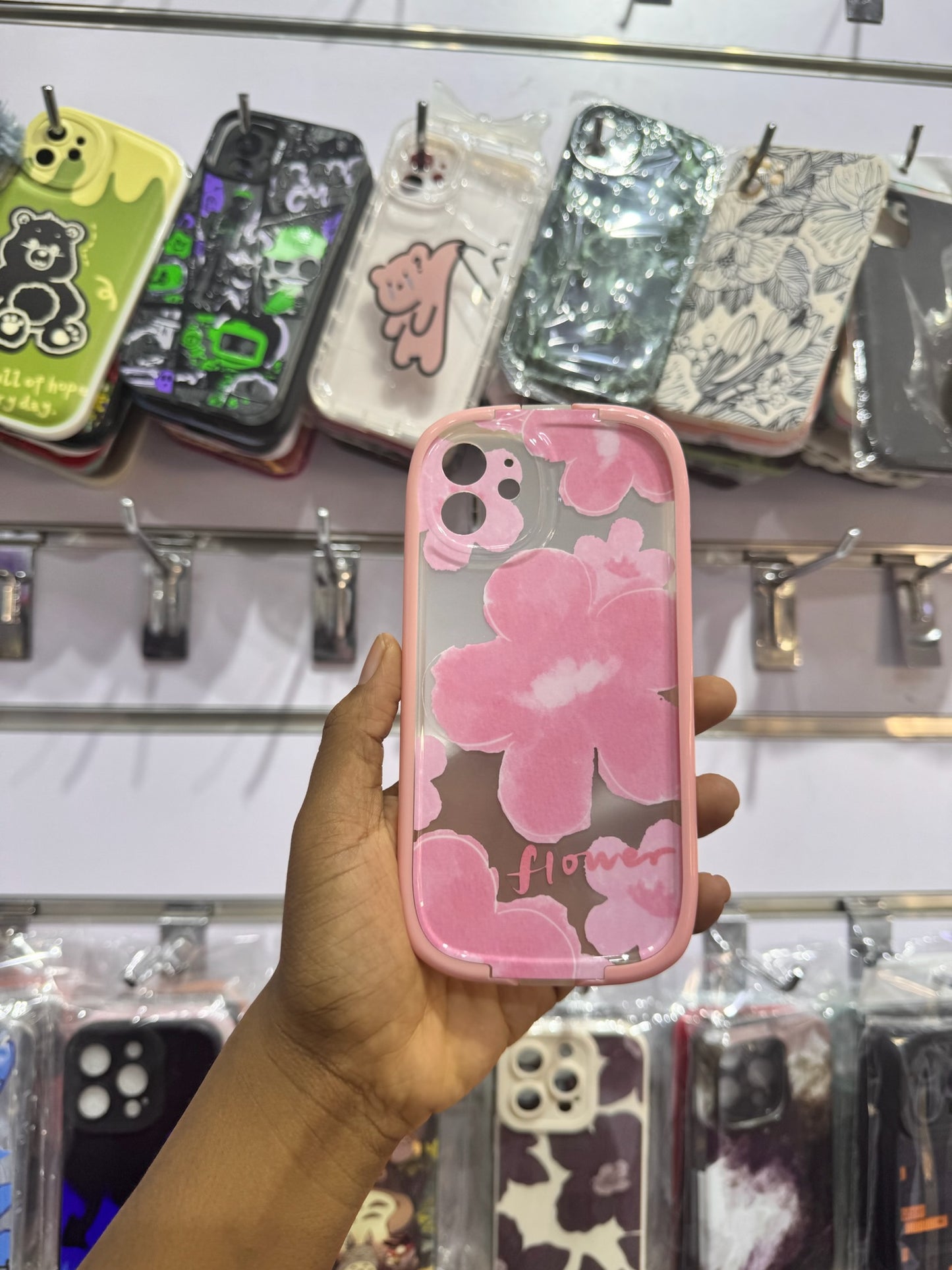 Pink Flower Holder Case For IPhones