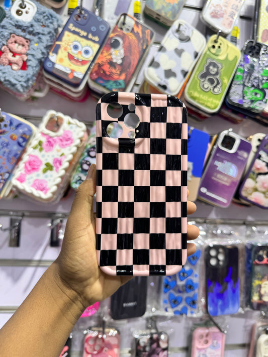 Pink Black Grid Case For IPhones