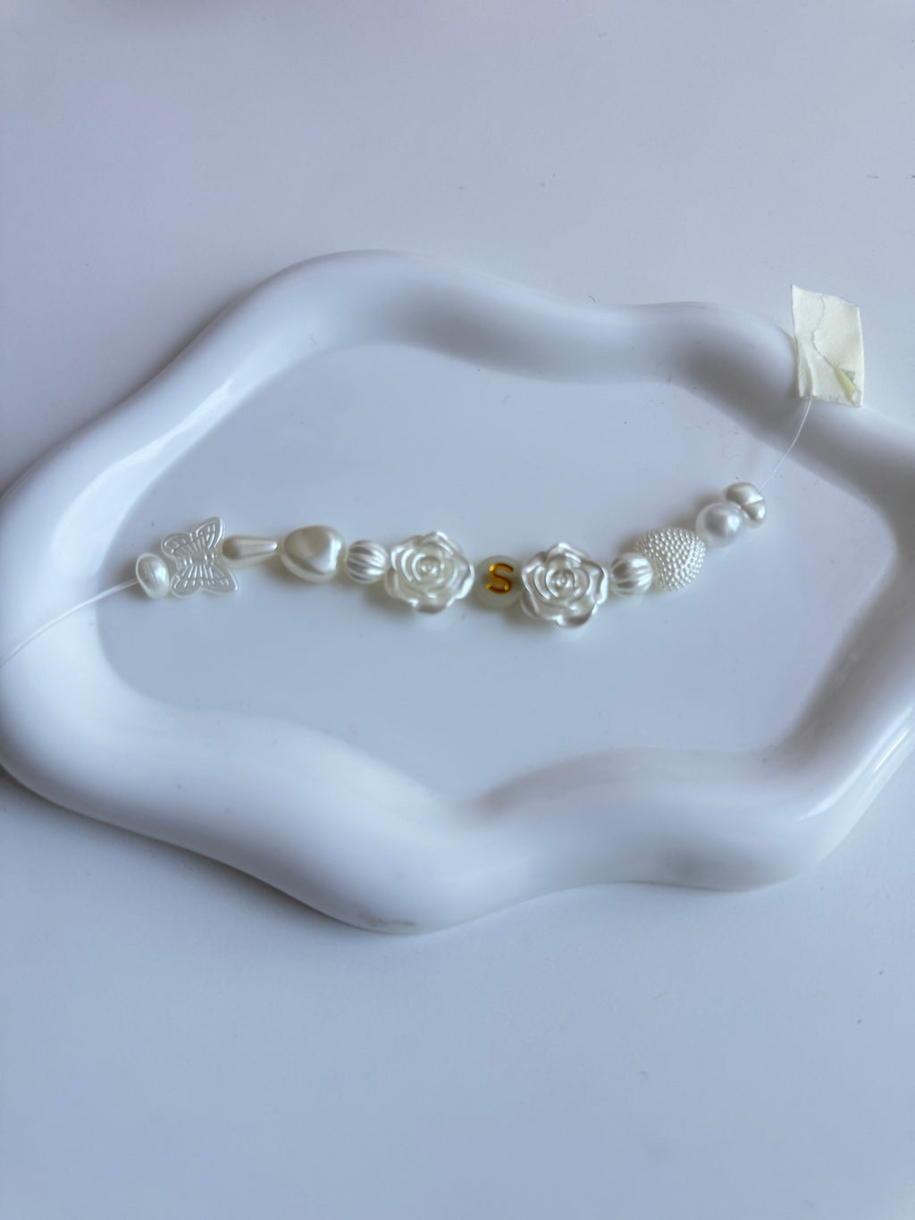 Personalized initial Pearl Rose Bracelet