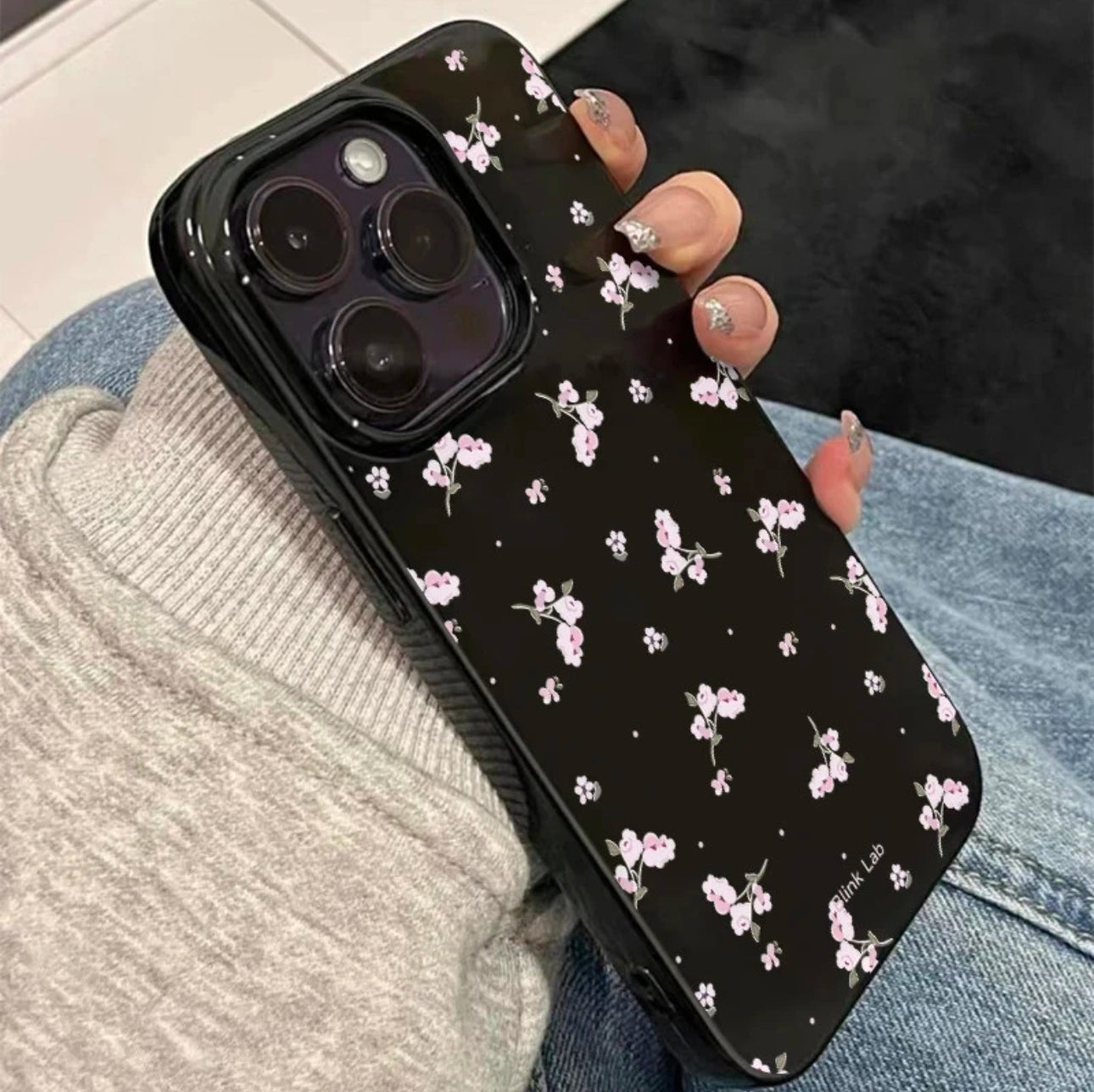 Pink floral jelly case For Iphones
