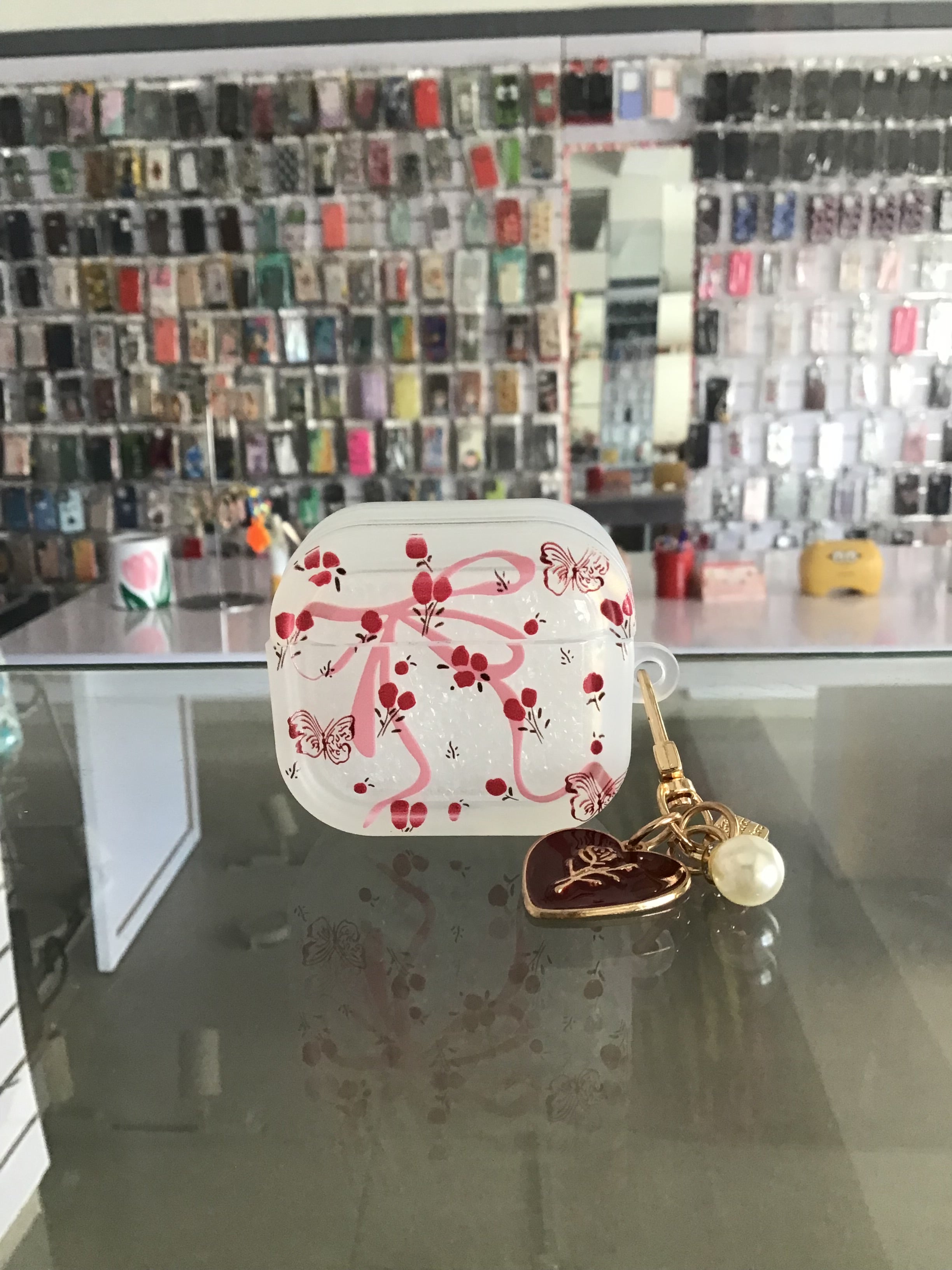 Blossom Bow AirPods Case with Heart Charm