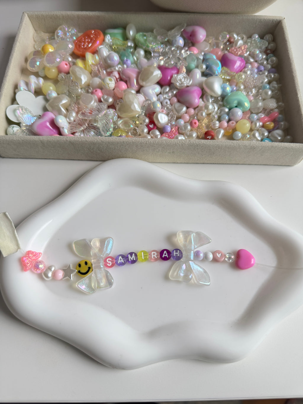 Personalized Beaded Name Bracelet with Bows