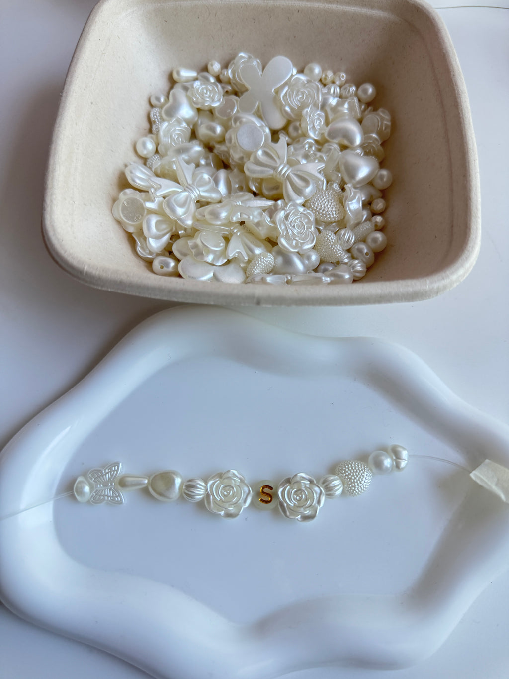 Personalized initial Pearl Rose Bracelet
