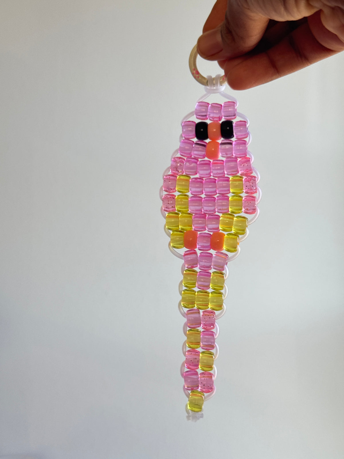 Pink Beaded Parrot Charm