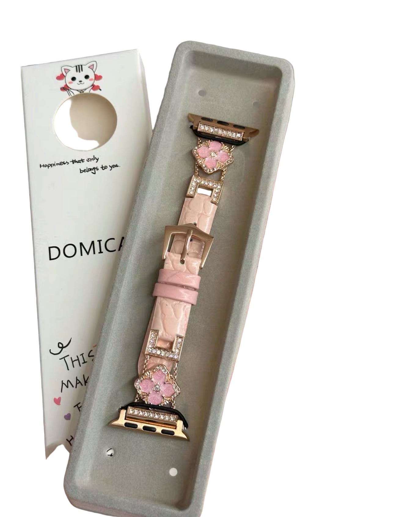 Luxury Croc Pattern Leather Smartwatch Band with Crystal Flower Design  Series 1–9 (Silver/Gold/Rose Gold)