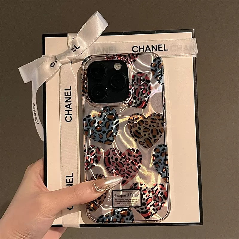 Colorful leopard print heart case For iphones