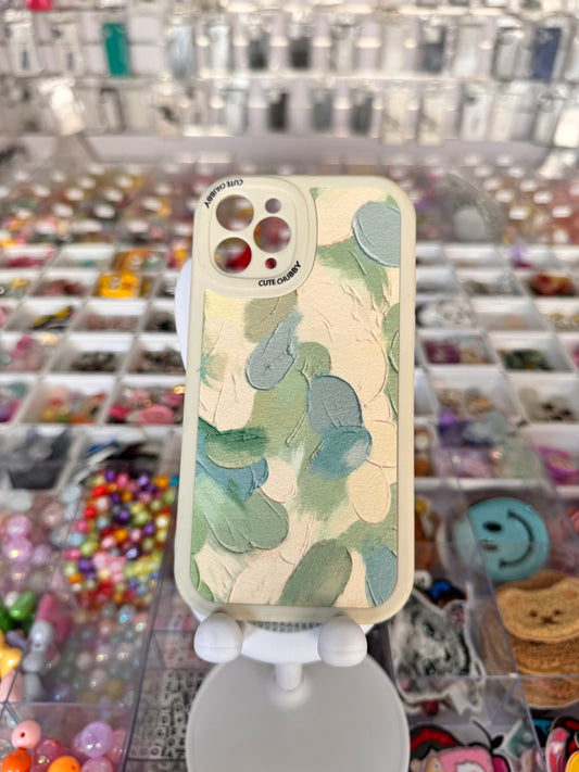 Nude and green prints case for iPhones