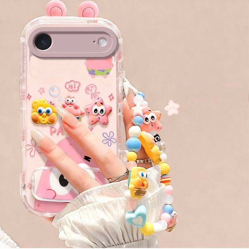 Pink Cartoon Phone Case Set with Stand & Charm