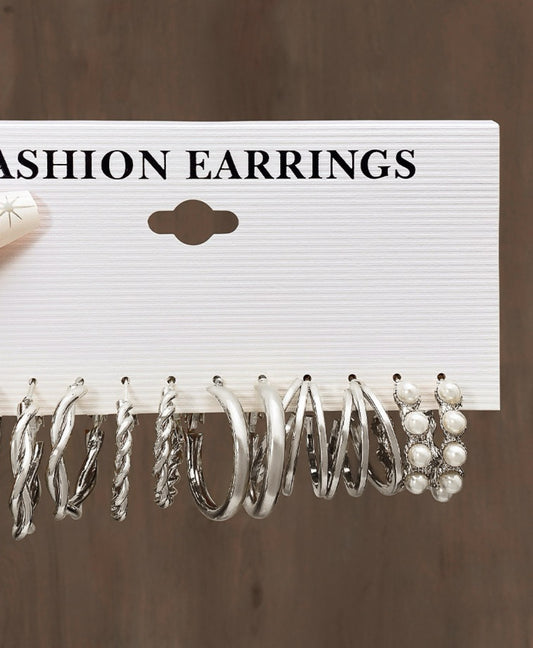 5pc Silver  Earrings Set