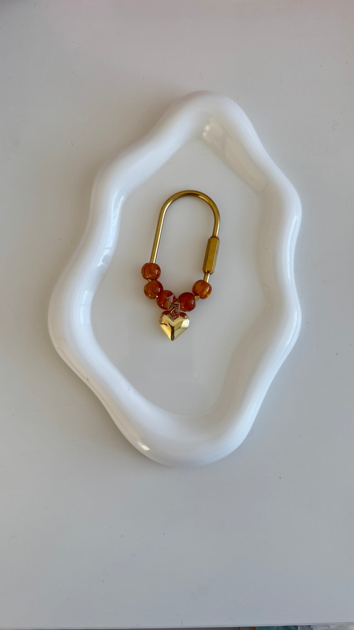 Handmade Beaded Carabiner Keychain – Personalized Initial, Heart & Floral Charms