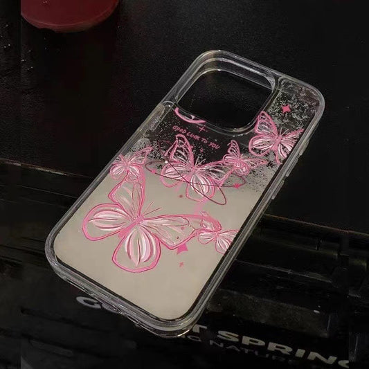 Pink Butterfly Clear Heart Case for iPhones