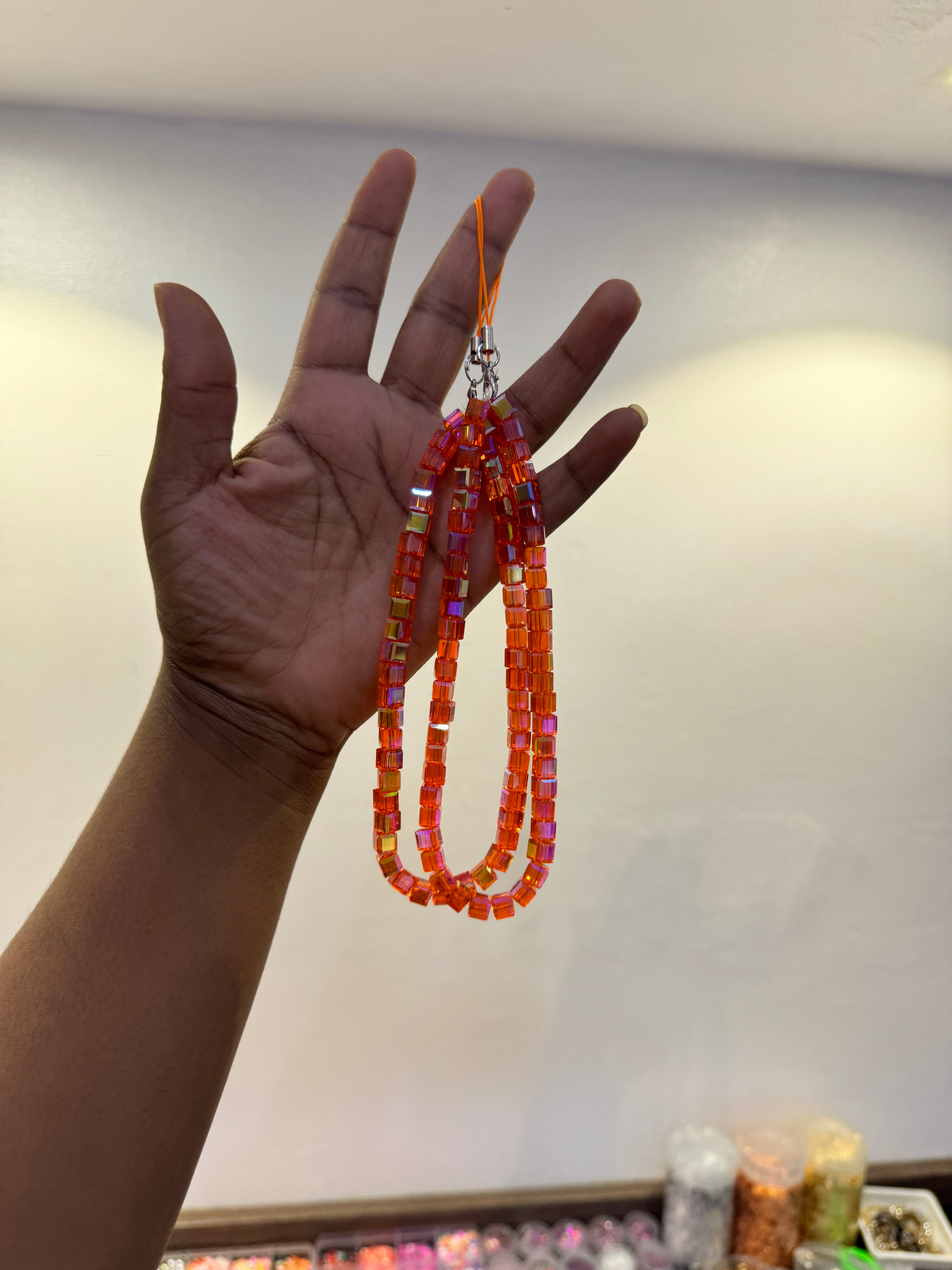 Orange  crystal Phone Charms