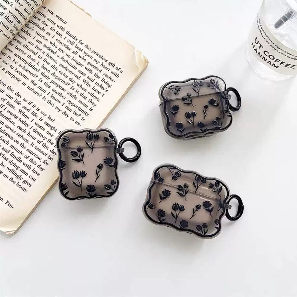 Black floral Airpods  Case