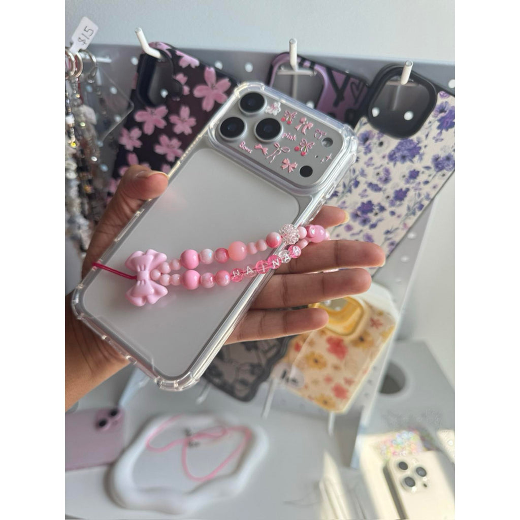 Personalized Pink Bow Phone Charm