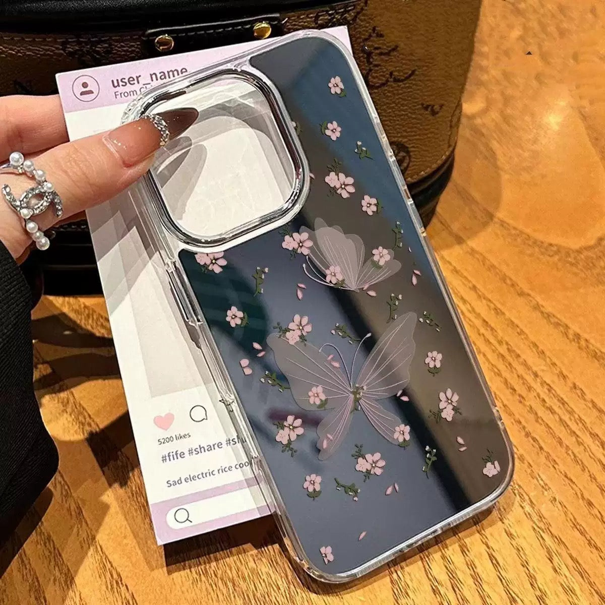 Mirror butterfly floral case for iPhones