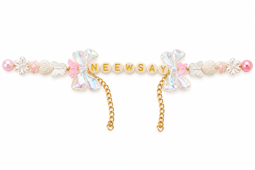 Personalized Pearl & Bow Name Bracelet
