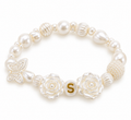 Personalized initial Pearl Rose Bracelet