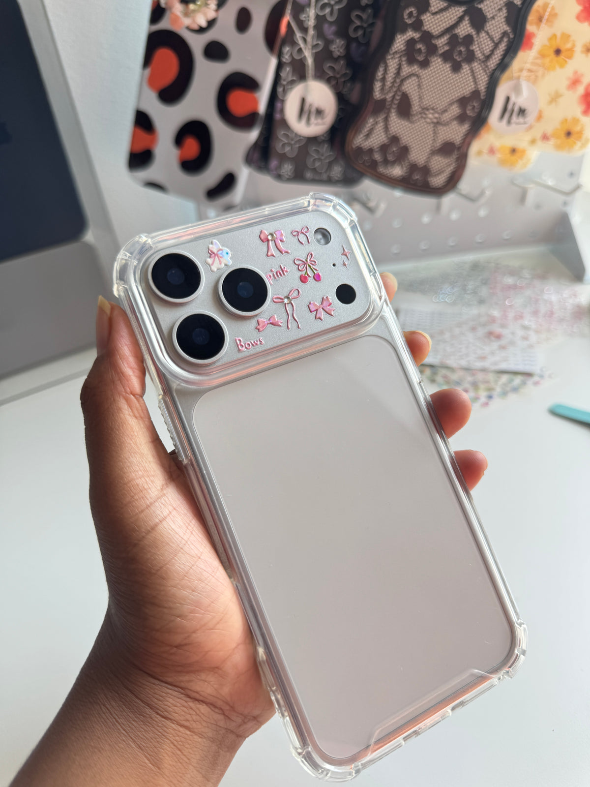 Pink Bow Phone Camera Stickers