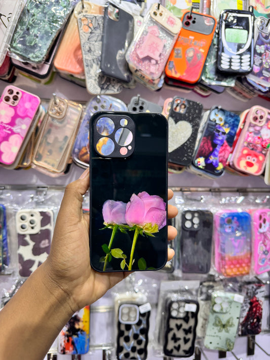 Black Pink Rose Case For IPhone
