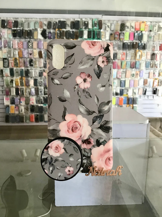 Pink Flower Gray Case  For iPhones