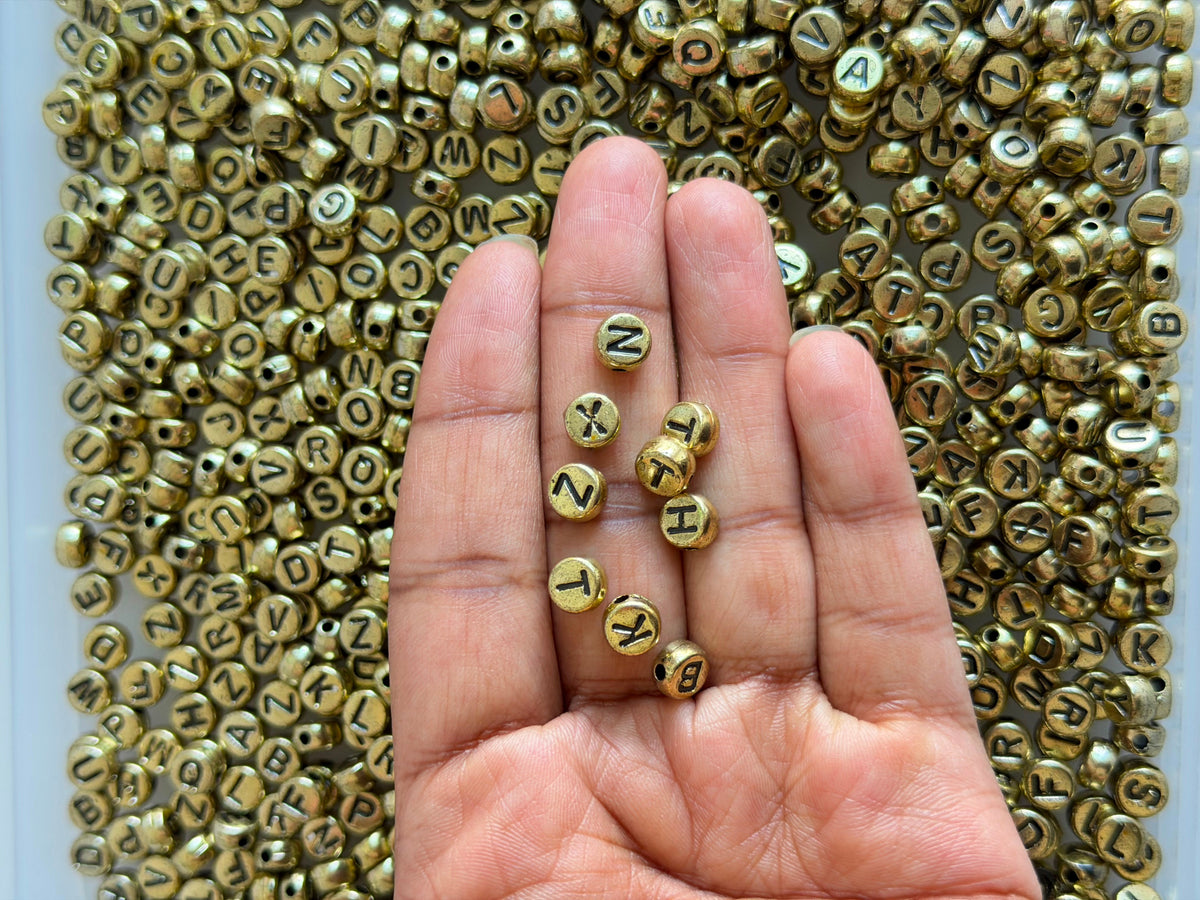 Vintage Gold Letter Beads
