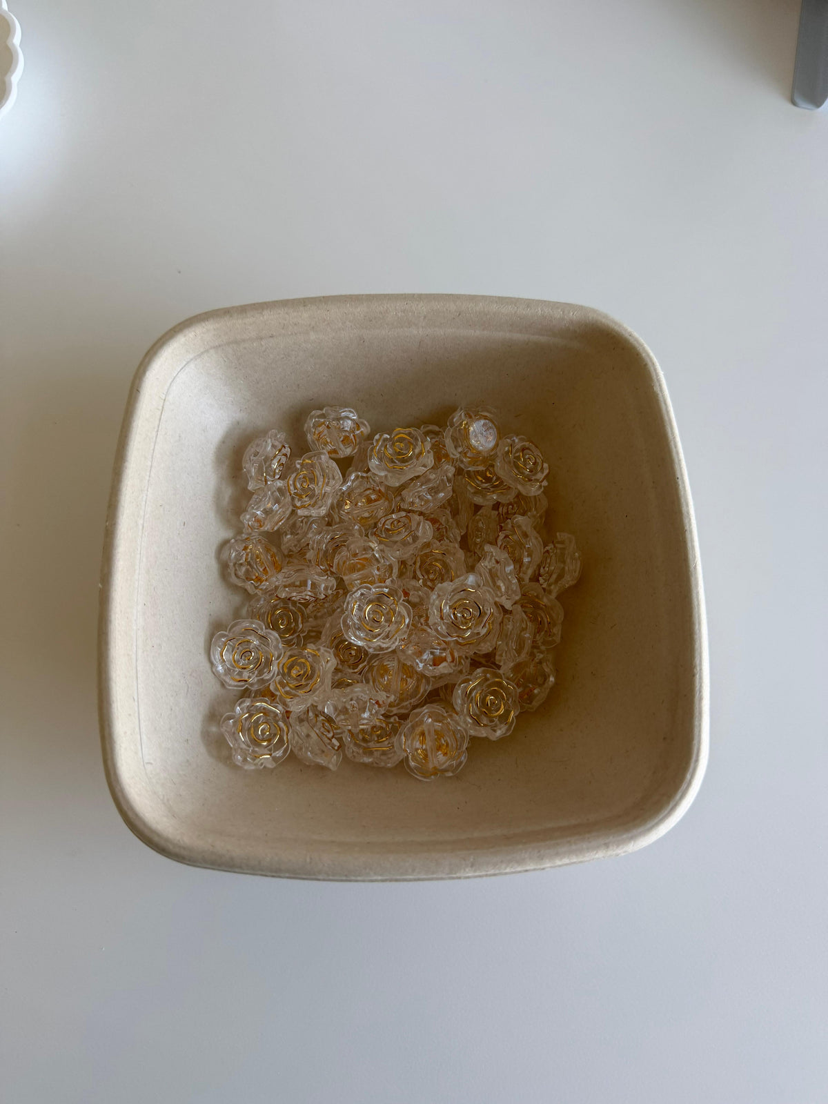 Clear Gold Rose Beads