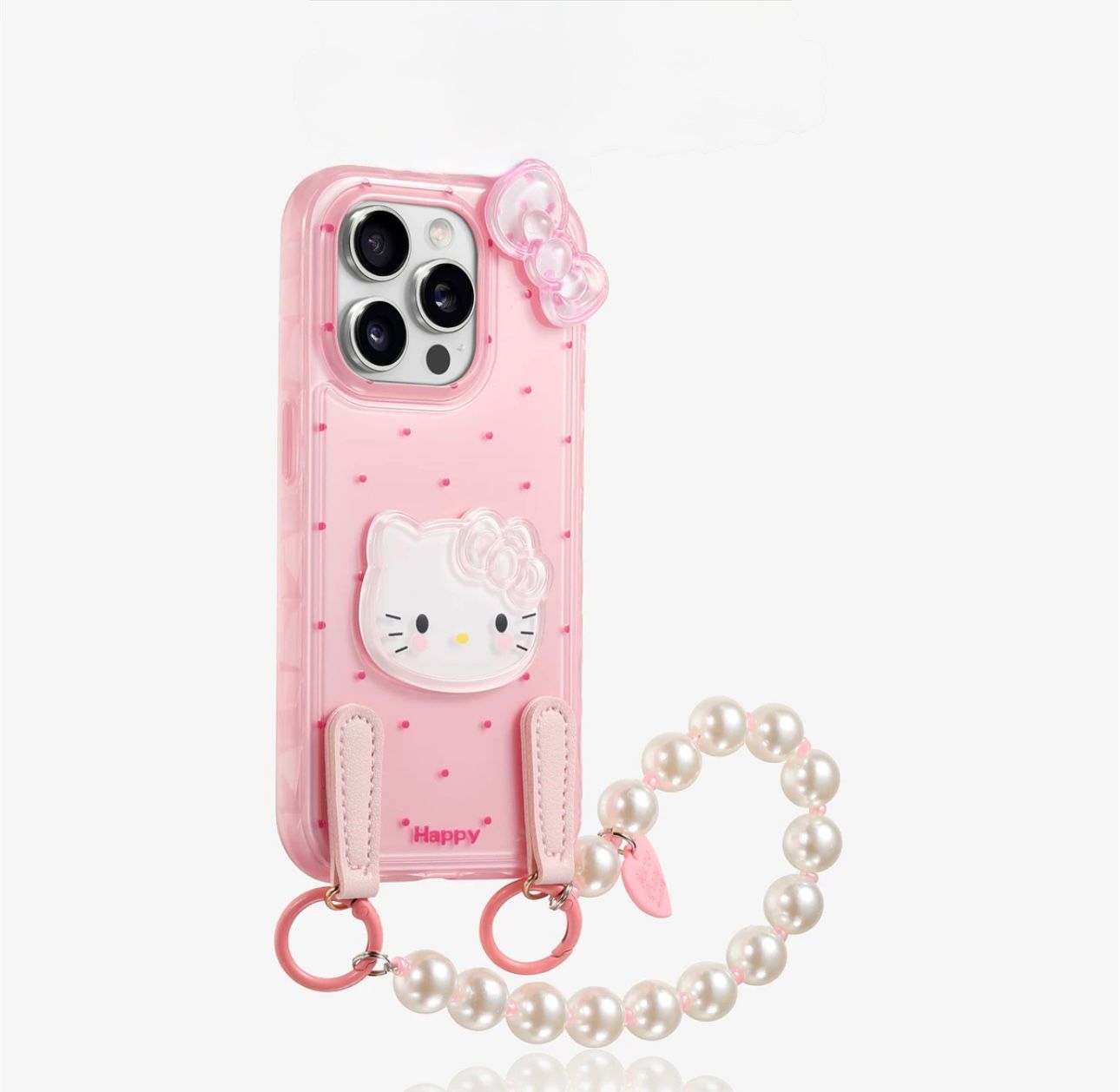 Transperent polka case with bow For Iphone