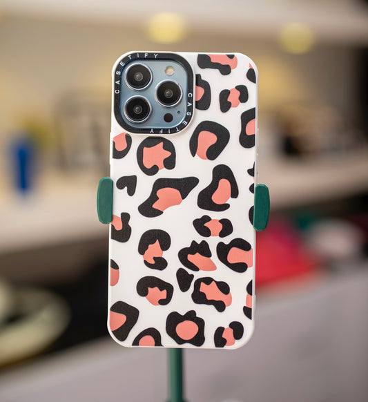 Peach Leopard Silicone Case  For IPhone