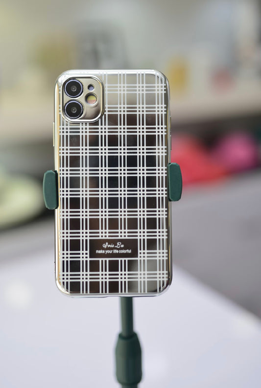 White Grid Silver Case For iPhone
