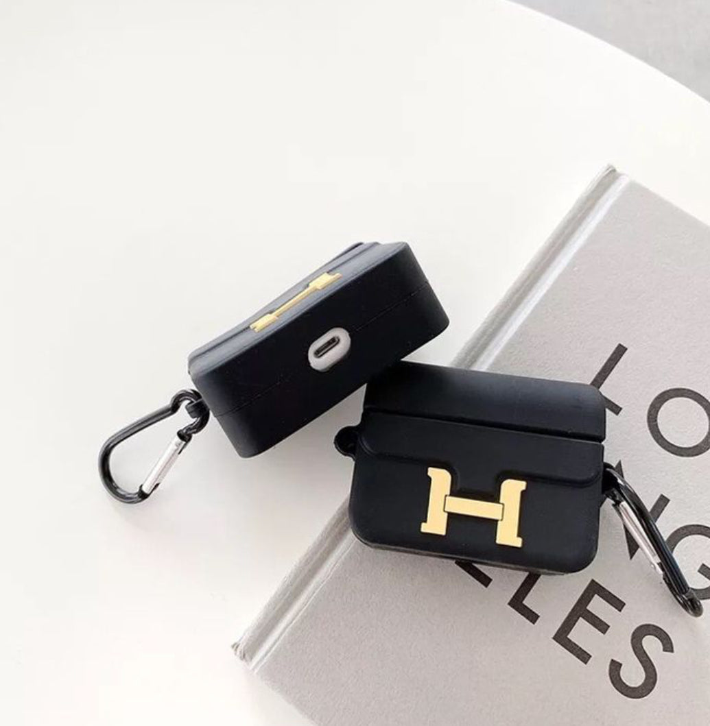 Black H Soft Case For AirPods