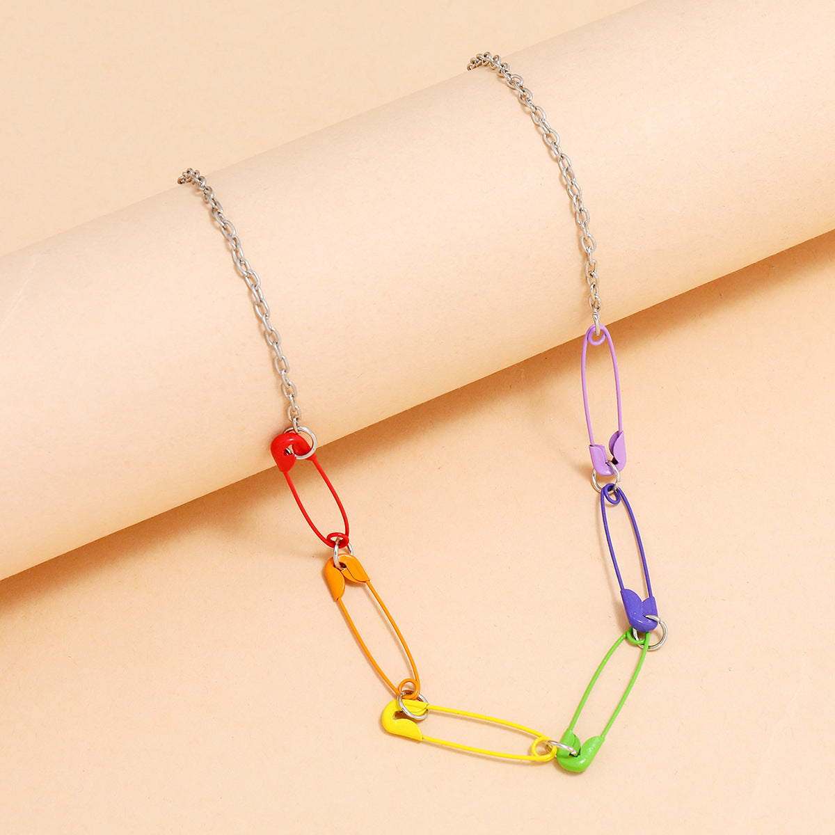 Colorful Color Buckle Pin Necklace