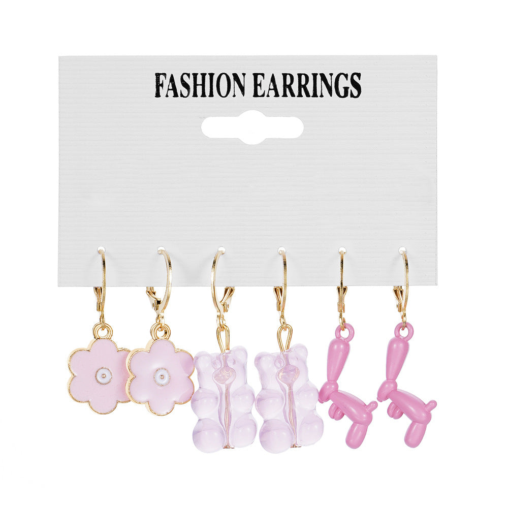 3pc Pink Earrings Set