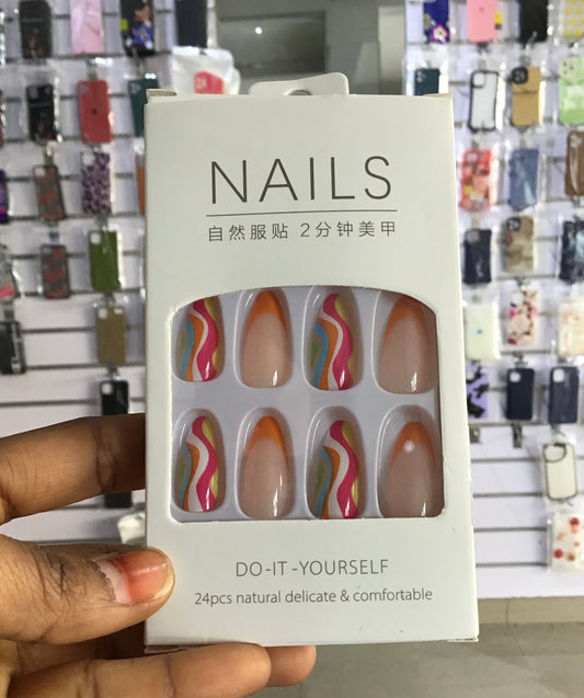 Multi Color Press On Nails